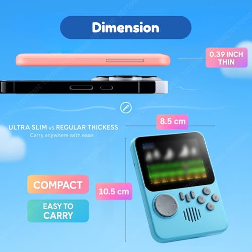 Image of TOYTONIC Retro Handheld Gaming Console for Kids & Adults - 666-In-1 Built-in Classic Video Games - Rechargeable Game Console for Boys 7-14 Years - TV Output - Portable Toy Gift
