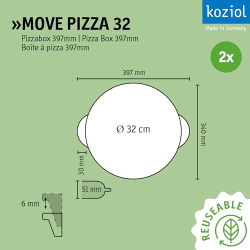 Koziol MOVE PIZZA 32 Lot de 2 boîtes à pizza réutilisables ⌀ 32 cm | Plastique | Réutilisables, résistantes aux chocs, lavables au lave-vaisselle | À emporter, traiteur – vue 2