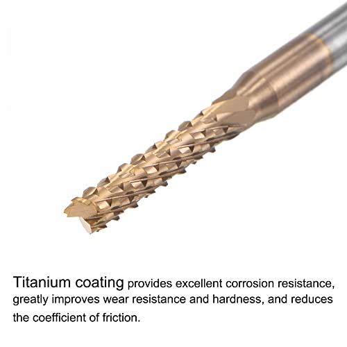 Image of uxcell End Mill CNC Router Bits, 1 /8 inch 3.175mm Shank 2.5mm x 12mm Titanium Coated Tungsten Carbide Engraving Milling Cutter for PCB Plastic Fiber Wood 4pcs
