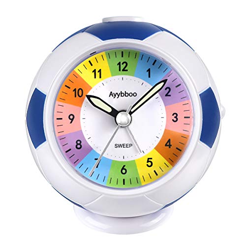 Ayybboo Reloj Despertador Analógico Niños, Despertador Infantil Analogico Despertador para Niños Silencio con Luz Sin Tictac con Snooze Reloj Despertador Niño Dormitorio Estudio (Azul-1)