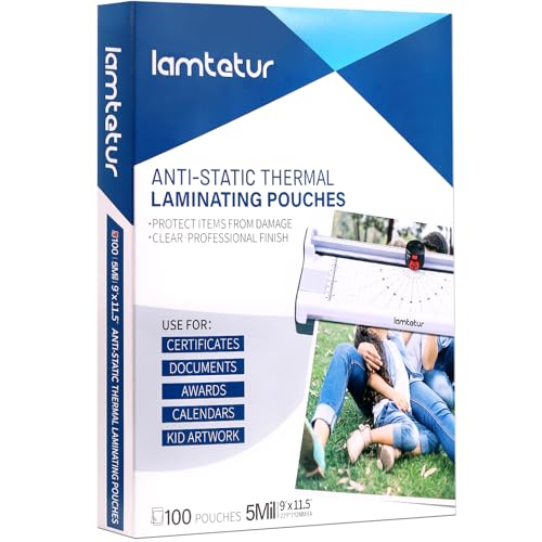 Image of Lamtetur 5Mil 100P Anti-Static Thermal Laminating Pouch 9x11.5 Letter Size