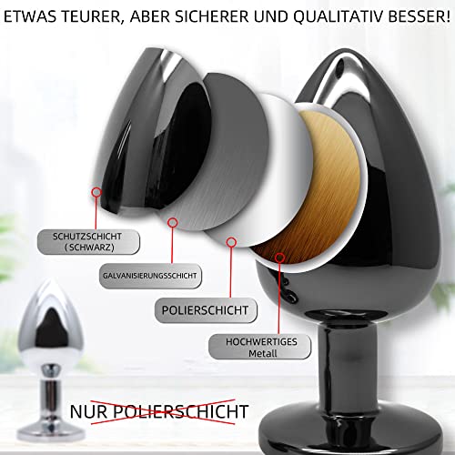 Analplug Set aus Metall – 3 Stück in Dunkelgrau/Schwarz