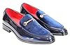 Men's Patent Leather & Velvet Upper Party Loafer Gold Buckle Dress Wedding Shoes [EL0820-NAVY-10] #1