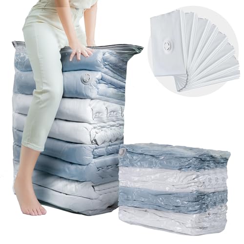 Image of TAILI 8 Pack Cube Vacuum Storage Bags, Jumbo Size(31x40x15 inch), Clear | Extra Large Vacuum Seal Bags for Clothing, Comforters and Blankets, Bedding, Pillows, No Pump Compression Cube