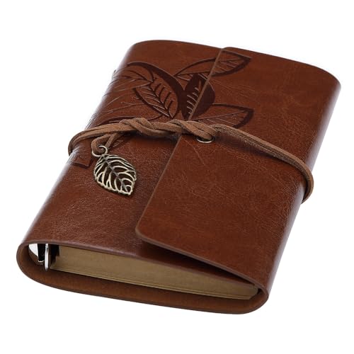 Image of TRIVAH Leather Writing Journal, Refillable Travelers Notebook,Art Sketchbook, Travel Diary with Blank Paper (Dark Brown, 7 Inch)