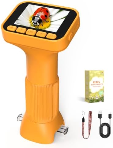 Trigowalt 1000X Mikroskop für Kinder 2.4" Bildschirm 4K HD Taschenmikroskop | Digitales Mikroskop Lupe, Tragbares für Outdoor Abenteuer, STEM-Spielzeug Weihnacht Geschenk für Junge