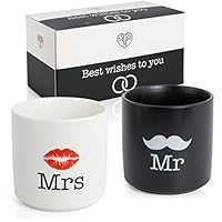 WeddingTree Mr und Mrs Tassen 2er Set - Partnertassen - Tasse Mr und Mrs für Paare zur Hochzeit Verlobung Hochzeitstag - Hochzeitsgeschenk Modern - Mr und Mrs Geschenke
