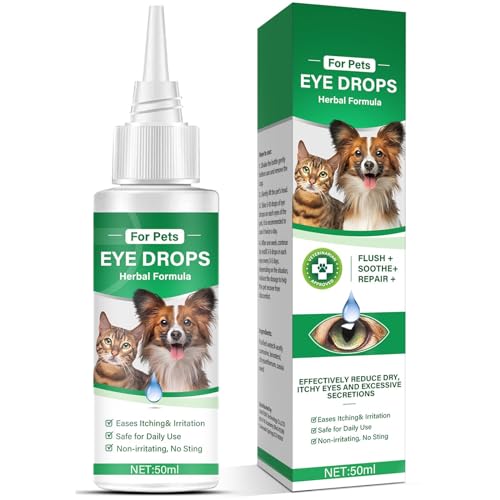 SHWD Eye Drops for Dogs, Cataract Dog Eye Drops for Cats&Dog Eye Wash Relieve Pet Red Eyes, Dryness, Dog Eye Infection, Cleaning Tear Streaks&Removing Eye Stains 50ml