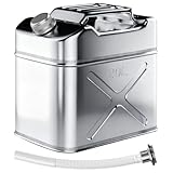 5 Gallon Metal Water Can 304 Stainless Steel Water Container with Flexible Spout/Nozzle System Pressure Relief Valve Safety Configuration, for Storage, Gardening, Camping & Industrial Use (20 Litre)
