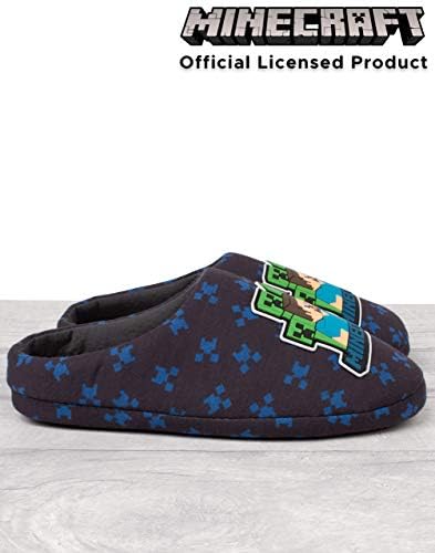 Minecraft Surrounded Boy's Slippers, Blue, (2 UK Kids) | Image 4