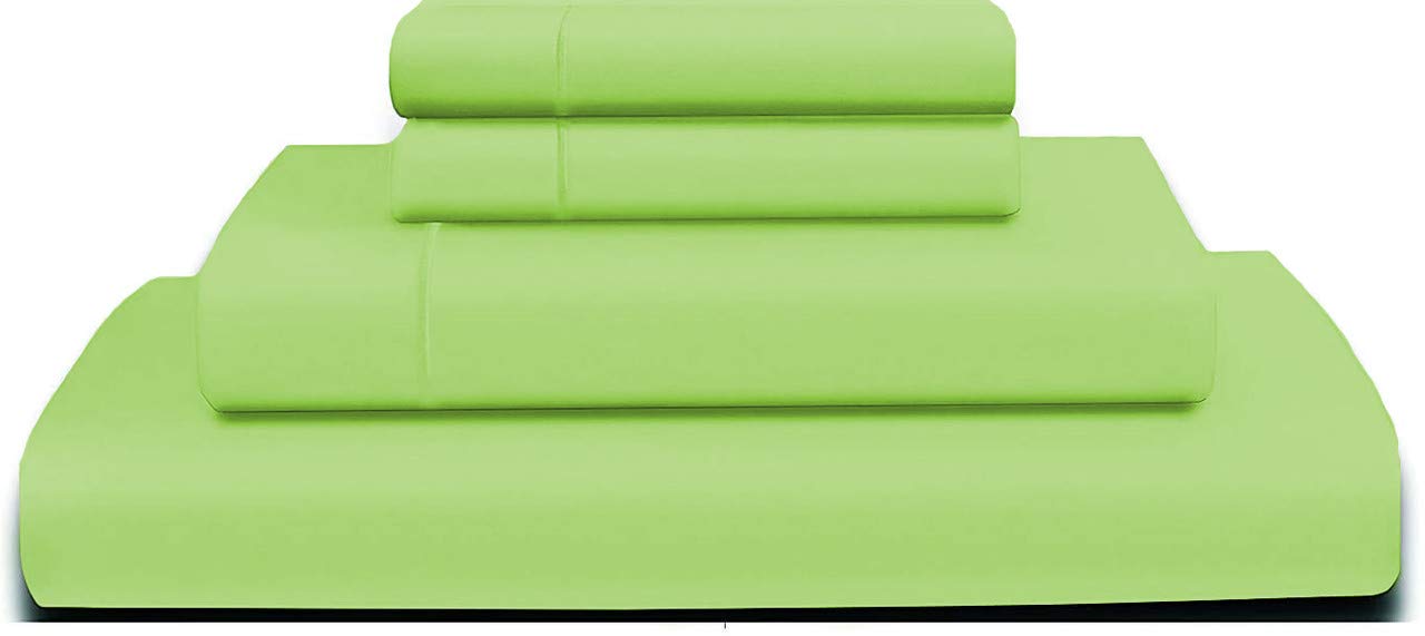 YRM Bedding's 100% Cotton Bedsheet 500-TC Extra Soft Sage Green Flat Bedsheet for California King Bed (108x110) with 2 Pillow Cases (18x28) 2