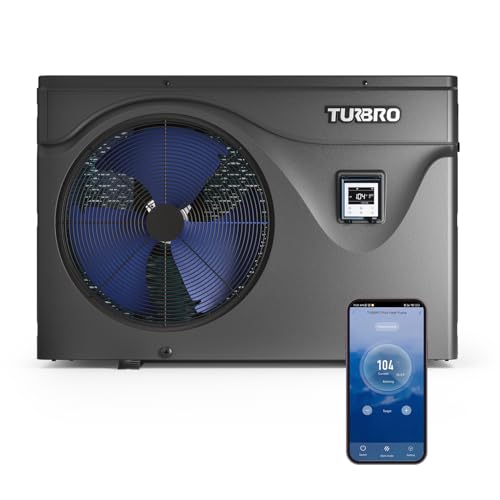 TURBRO 75,000 BTU Swimming Pool Heat Pump, Up to 21,000 Gallons, Inverter Electric Pool Heater for...