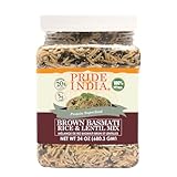 Pride Of India - Indian Brown Basmati Rice & Lentil Kitchari Mix - Protein Superfood, 1.5 Pound Jar