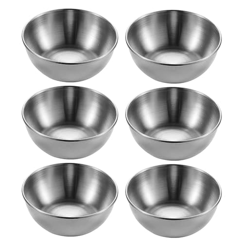 CaiYuanGJ 4 Pièces Coupelles Sauce Rondes Acier Inoxydable, Coupelles Rondes Acier Inoxydable, Bols à Sauce, Bols à Sauce Ronds, Petit bols à sauce, pour Tapas, Sushi, Fruit, Sauce（Couleur argent）