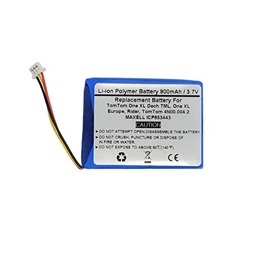 STARNOVO Batterie de rechange pour Tomtom One XL Dach TML, One XL Europe, Rider, F650010252, F709070710, Tomtom 4N00.004.2, Maxell ICP653443 3,7 V 900 mAh