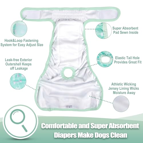Image of wegreeco Washable Female Dog Diapers Highly Absorbent Reusable Diapers for Dog in Heat Period, 3 Pack (Dog Bone, Medium)