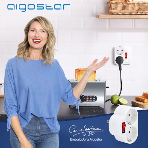 Aigostar Presa Schuko Doppia,Presa Multipla con
