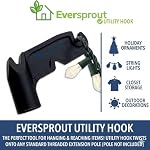 EVERSPROUT Utility Hook | Installing and Hanging String Lights, Bird feeders, Reaching High Places | Lightweight, Fits on 3/4 inch Acme Thread Pole Tips (Hook Only, No Pole) - Image 2