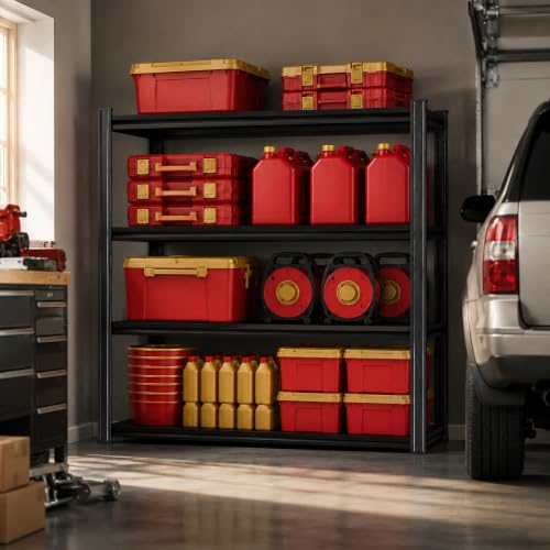 Image of Metal Garage Shelving Unit, Heavy Duty Adjustable Storage Shelves, Steel Shelving, 2000 lbs Capacity Shelves for Heavy Tools and Equipment, 4 Tier, 23.6 inch W x 11.8 inch D x 44.1 inch H