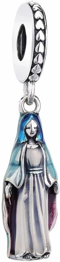 Bolenvi Mother Mary Virgin Mary Jesus Christian Pendant, 925 Sterling Silver Charms For Pandora & Similar Charm Bracelets, Necklaces, and DIY Jewelry, Charms for Jewelry Making - Image 3