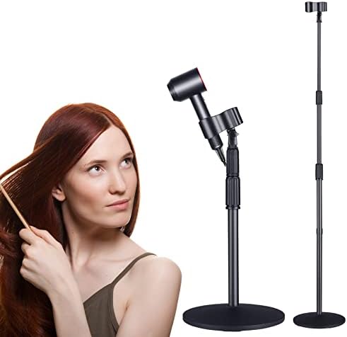 Hair Dryer Stand Holder Hands Free - TAYUQEE 59in/150cm Height Adjustable Blower Stand with Upgraded Larger Clamp, 180 Degrees Rotatable Heavy Duty Blow Dryer Floor Stand Countertop Stand Holder