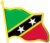 Saint Kitts and Nevis Flag Lapel Pin - Enamel Metal National Badge | World Travel Souvenir Gifts for Men & Women | Country Flag Patriotic Brooch Bulk Pack of Pins for Hat, Tie, Clothes, Backpack (1pc)