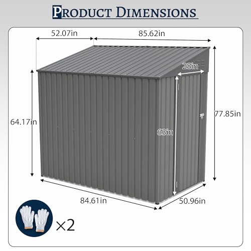 Image of YOPTO 4x7 FT Outdoor Storage Shed Lean to Shed,Metal Shed W /Lockable Door & Air Vent,All Weather Waterproof Garden Tool House W /Reversible Installation,for Backyard,Patio,Lawn,Olive Gray