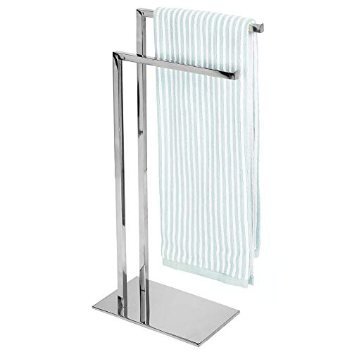 mDesign Tall Modern Stainless Steel Towel Rack Holder