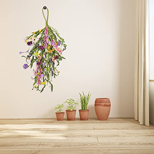 Oeey 2 Pcs Artificial Teardrop Wreath Spring Summer Front Door Teardrop Wreath Artificial Floral Swag Wreath For Front Door Indoor Outdoor Easter Decoration Flower Arrangement #TOP1