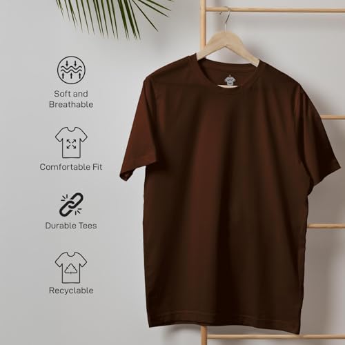 Image of CreativiT Unisex Plain Casual Half Sleeve Round Neck T-Shirt | 100% Recycled Cotton Rich T-Shirt Pack of 1