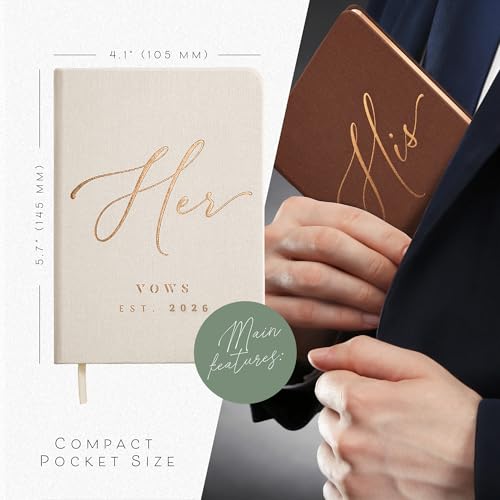 Image of Custom 2026 Vow Books His & Hers - Ivory & Terracotta Linen Wedding Vow Books Ideal as Accessories for Brides & Grooms, His & Hers Gifts - Wedding Registry Must Haves 2026 & Elopement Essentials