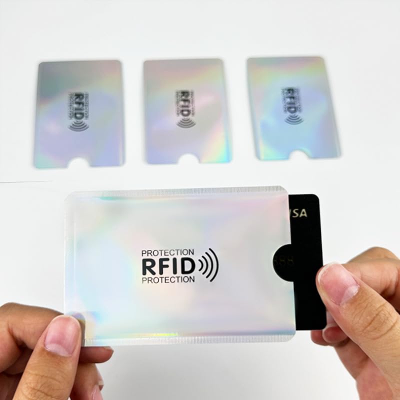 5PCS RFID Blocking Sleeves – Identity Theft Protection Credit Card Holders, Secure Wallet Sleeves for Debit Cards & Travel Safety, Laser2