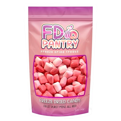 Freeze Dried Fruit Bursts Candy - Mini All Reds l Hard Candy Mix 5oz Treat Snack Gift Bag Strawberry, Fruit Punch, Watermelon, Cherry Freeze-Dried Candies