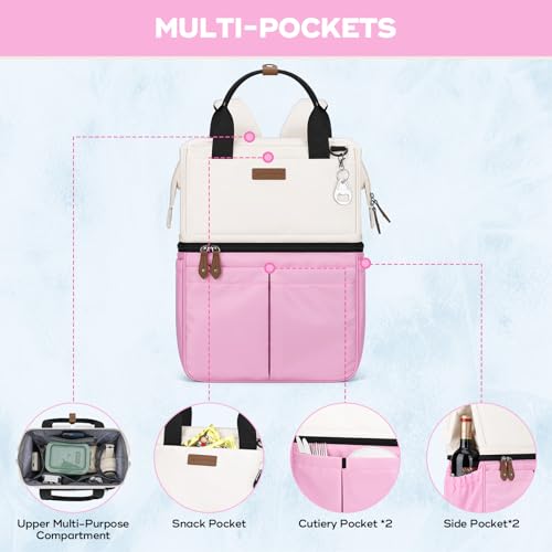 Image of Maelstrom Cooler Backpack, 36 Cans Insulated Backpack Cooler, Soft Leakproof Double Deck Cooler Bag, Lightweight Lunch Backpack for Men & Women,Perfect for Beach Travel, Camping & Work-Beige Pink | 36 Can,Keeps Food Cold For 16h,Ergonomic, Lightweight. Perfect For Men, Women, Beach, Hiking,Camping, Travel, Work