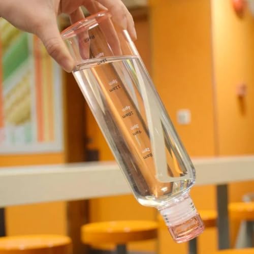Image of Borosilicate Glass Water Bottle with Cap 500 ML Leak Proof & Airtight Lid with Time Marker for Home, Office, School, College, Gym, Daily Uses (Multi Color Set of 4)