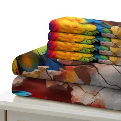 Parure de lit perroquet 100% microfibre 3D haute densité double - 6