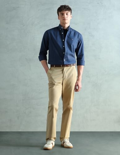 Image of Arrow Sport Solid Slim Fit Cotton Shirt for Men - Full Sleeve Mens Casual Shirts