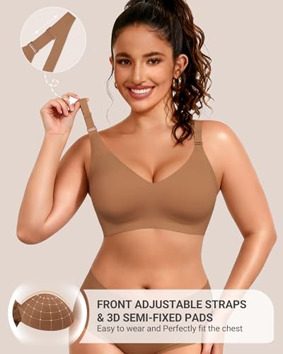 Image of HORISUN Comfortable Seamless Full Coverage Bra for Women Wireless Bras with Soft Support Regular and Plus Size