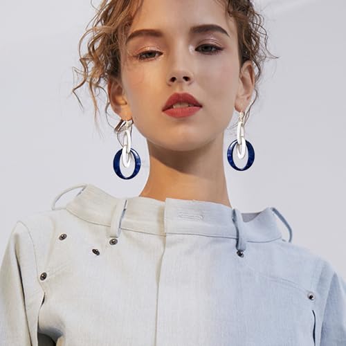 Bohemian Simplicity Acrylic Geometry Oval Circle Dangle Drop Earrings Lightweight Resin Chain Hook Earrings For Women3
