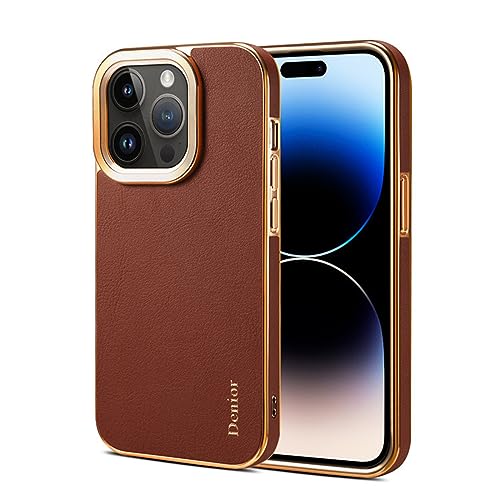 Coque iPhone 15 design classique en cuir marron pour le quotidien actif