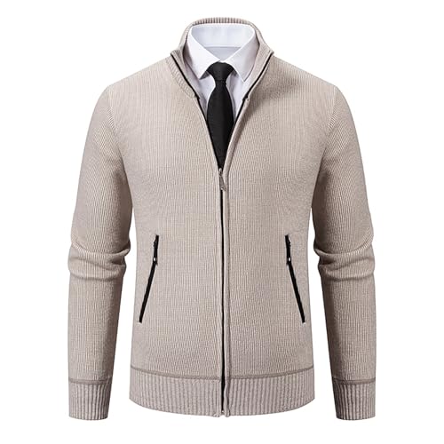 Mens Full Zip Cardigan Sweaters Unisex Relax Fit Lapel Collar Raglan Sleeve Casual Ribbed Sweater with Zipper Pockets4