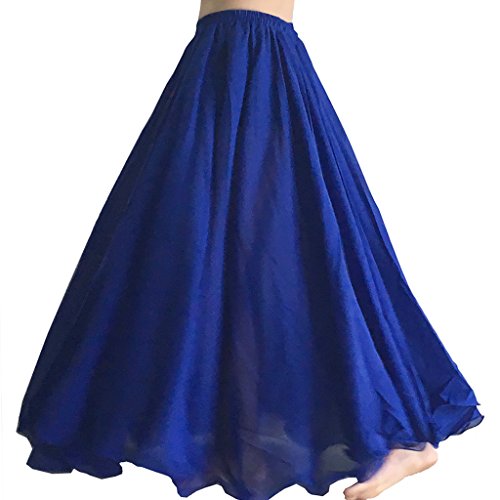 Wuchieal Women's Belly Dance Skirt Tribal Chiffon Full Skirt (Navy Blue) - Thumbnail 2