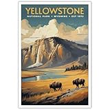 Vintage Yellowstone National Park Travel Poster Yellowstone Park Canvas Wall Art Nature Landscape Painting For Home Bedroom Dorm Living Room Wall Decor 12x16in Unframed