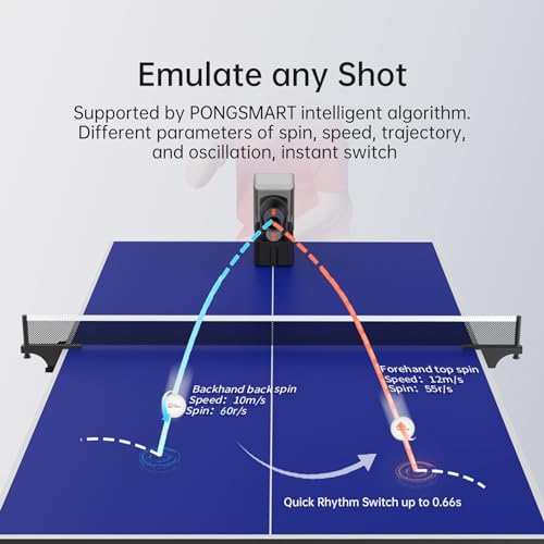 PONGBOT Table Tennis Robot, Portable Ping Pong Machine, APP Control, 264 Built-in Routines, 150-Ball Capacity, Customize Spin/Speed for Solo Training & Coaching, One-Year Warranty