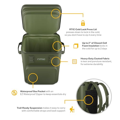 RTIC 24-Can Ultra-Tough Backpack Cooler (Olive) — view 4