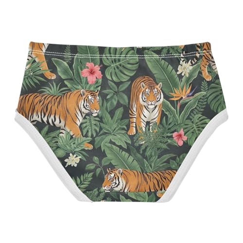 Toddler Briefs, Jungle Tigers Leaves Cotton Underwear Girls, 2T–8 Years2