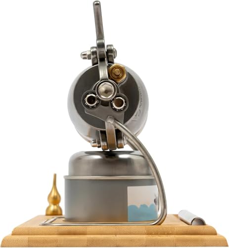 MáQuina Palomitas Vintage Acero Inoxidable, PequeñA MáQuina para Hacer Palomitas MaíZ Alta PresióN Con ManóMetro Y Base de Madera para Fiestas Familiares(200ML)