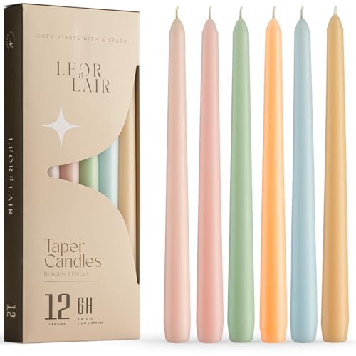 Leor & Lair Pastel Taper Candles 12 Pack 10 Easter Candlesticks