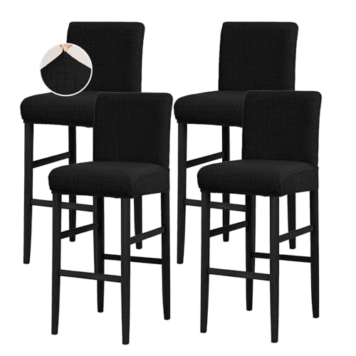 Image of JIUZHEN Black Stretch Velvet Bar Stool Counter Covers Set of 4
