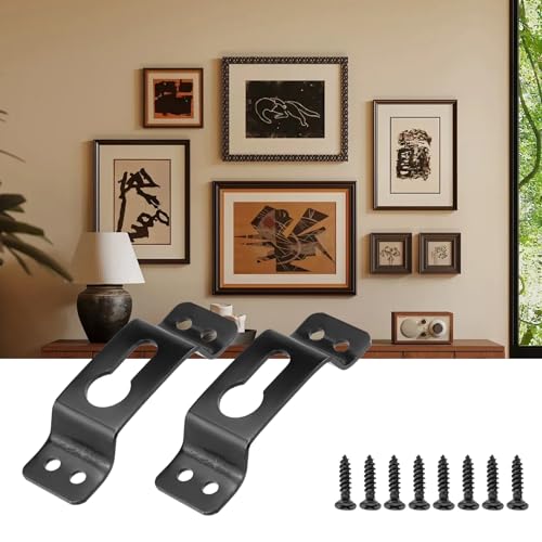 Image of Oedema 20 Pcs Picture Hangers Heavy Duty Picture Hanging Hardware Picture Hanger Hooks with Screws for Paintings Artwork Picture Frame, Black